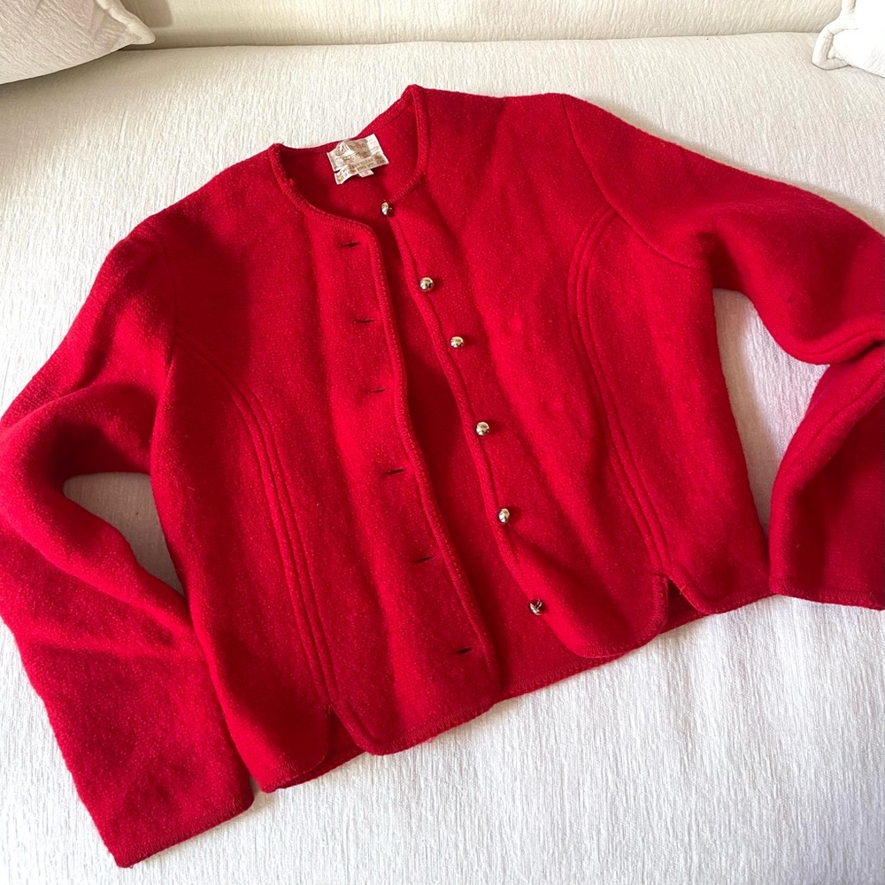 Vintage Red Wool Parisian Coat